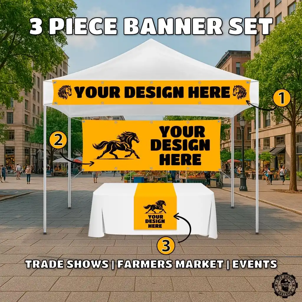 Custom Craft Show Banner Set: 3-Piece Booth Display, for Parties, Events, Birthdays, Tents for Outside Party, Event Signage