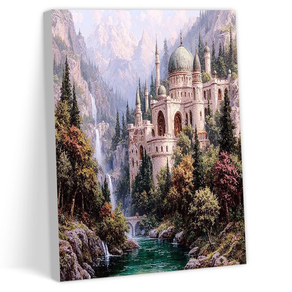 CHENISTORY Painting Paints By Numbers Kits Picture Drawing Diy Landscape House Building Home Decor Crafts Supplies Adults Canvas