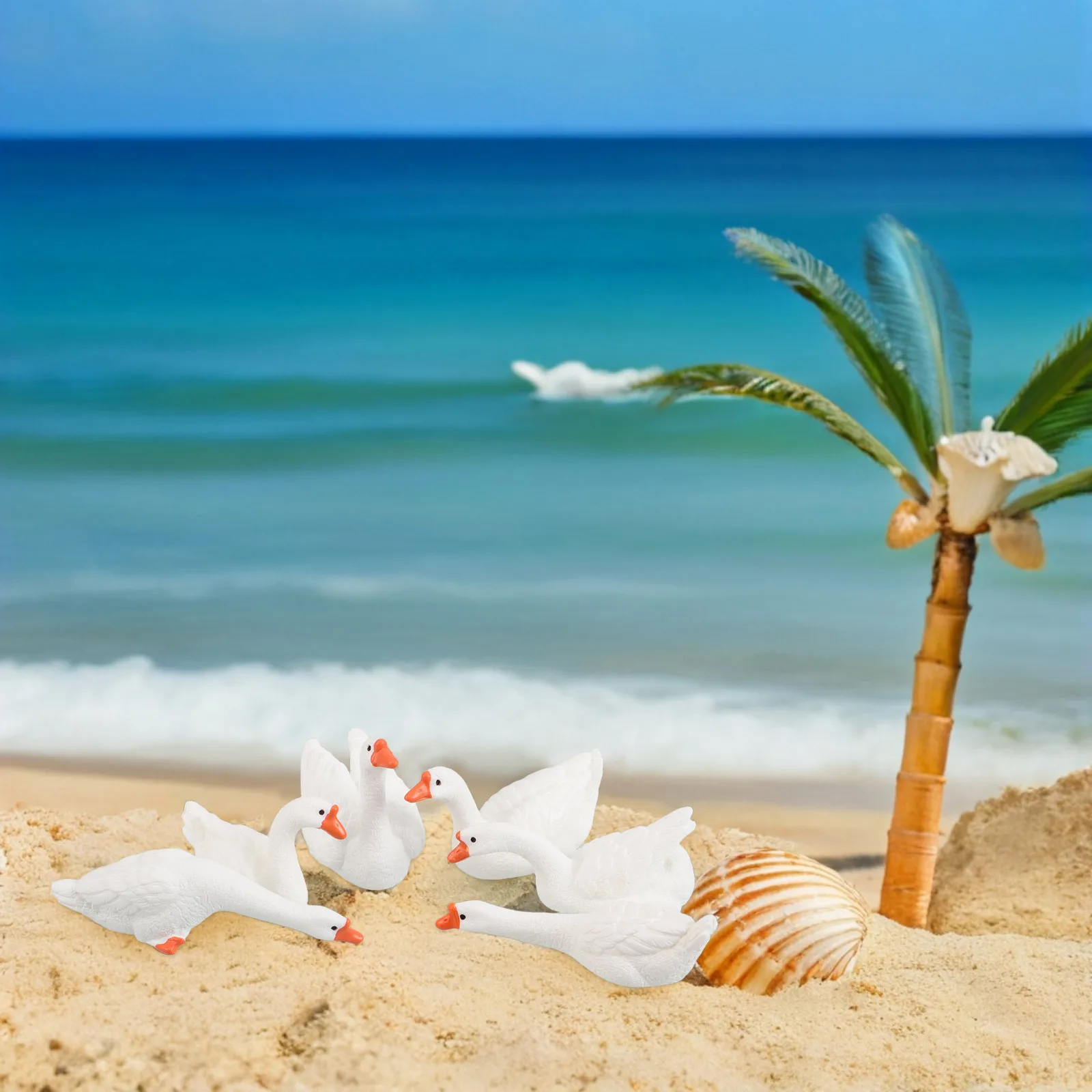 

6pcs Mini Swan Statues Resin Garden Ornament Home Desktop Decor Figurines Landscape Micro Swan Sculptures Office Animal Small