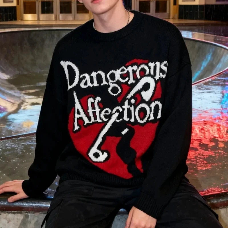 

Y2K Эстетический Harajuku индивидуальные буквы женский High Street хип-хоп трикотаж с длинными рукавами зимний теплый пуловер модный свитер