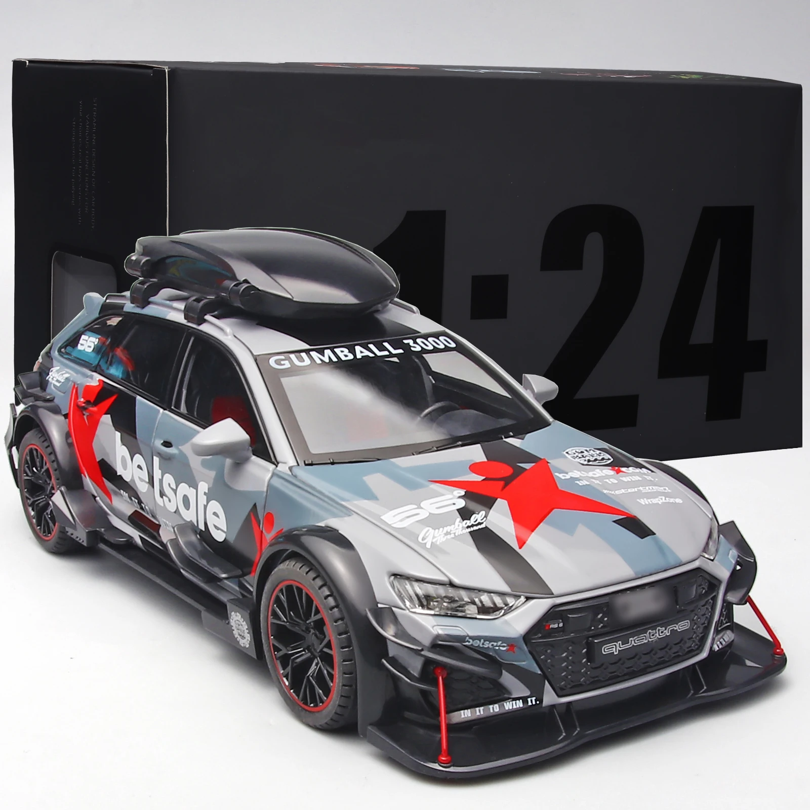 RS6 Alloy Toy Car Model 1:24 Scale with Sound & Light - Authentic Replica for Kids - Ideal Gift for Car Enthusiasts