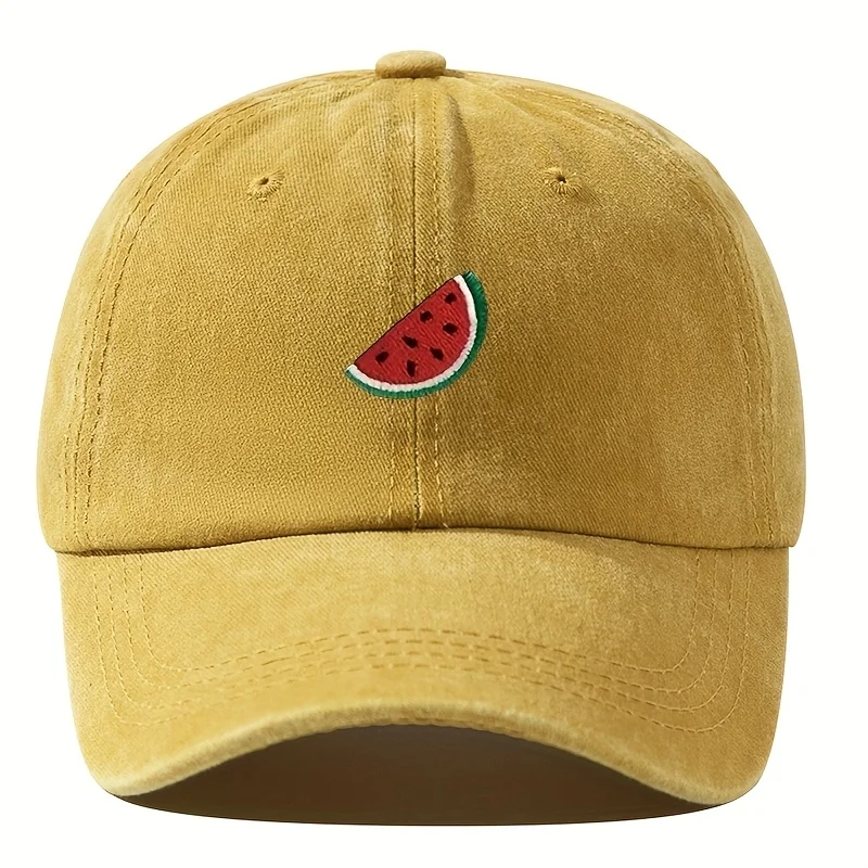 Four season baseball cap with watermelon print pattern for both men and women, adjustable duckbill cap for outdoor hiking view 5