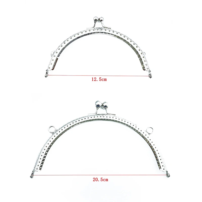 Cadre de sac à main en métal argenté brillant, fermoir de baiser, accessoires de sac de bricolage, demi-cercle de base, 8.5 cm, 10.5 cm, 12.5 cm, 15.5cm, 1 pièce