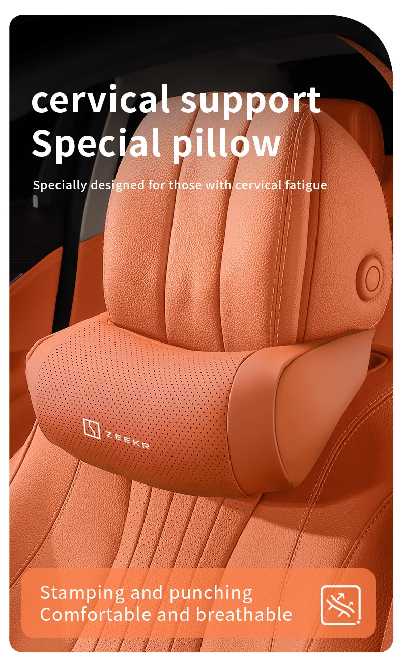Für Zeekr X MIX 001 007 009 8X 9X 7X Atmungsaktive Auto-Kopfstütze Leder-Nackenstütze Sitz Atmungsaktives Weiches Nackenkissen oder Zubehör – Detail 1