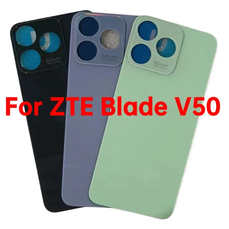 

back glass cover For ZTE Blade V50 Design 4G Back case Rear Cover Glass housing +Adhesive Sticker Replace