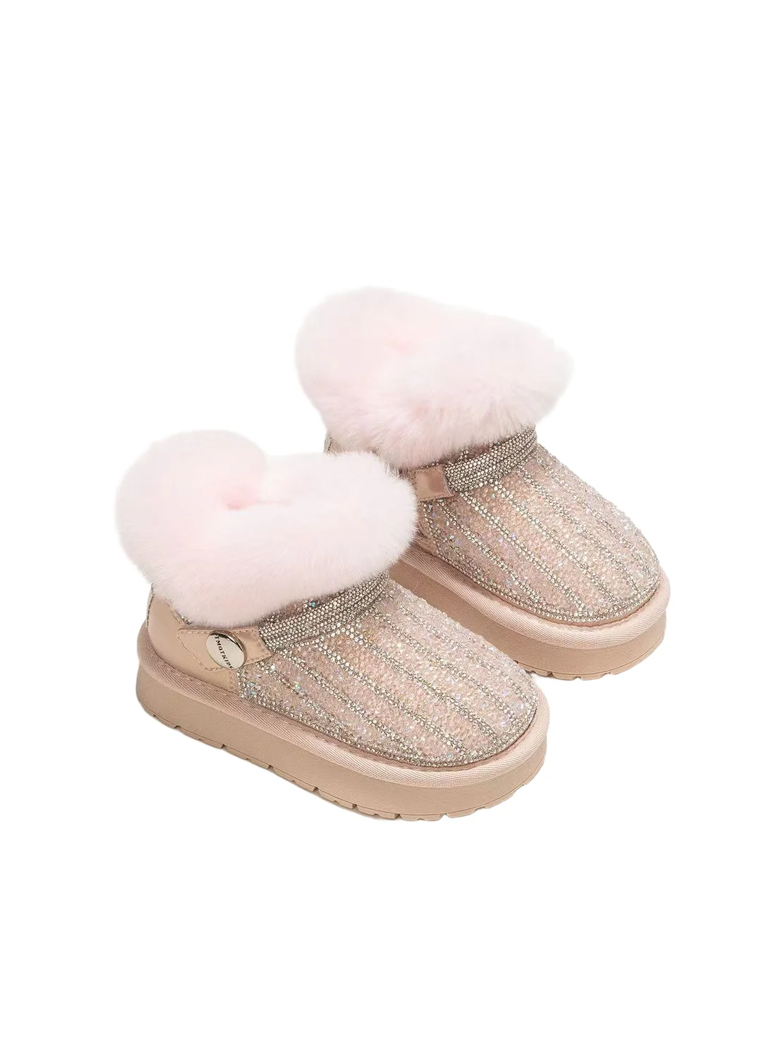 أحذية ثلج للأطفال بنعل سميك مطرزة بالترتر أحذية شتوية شتوية من القطيفة الحرارية أحذية بناتي مقاومة للانزلاق ونعل سميك مبطنة بالقطن #6