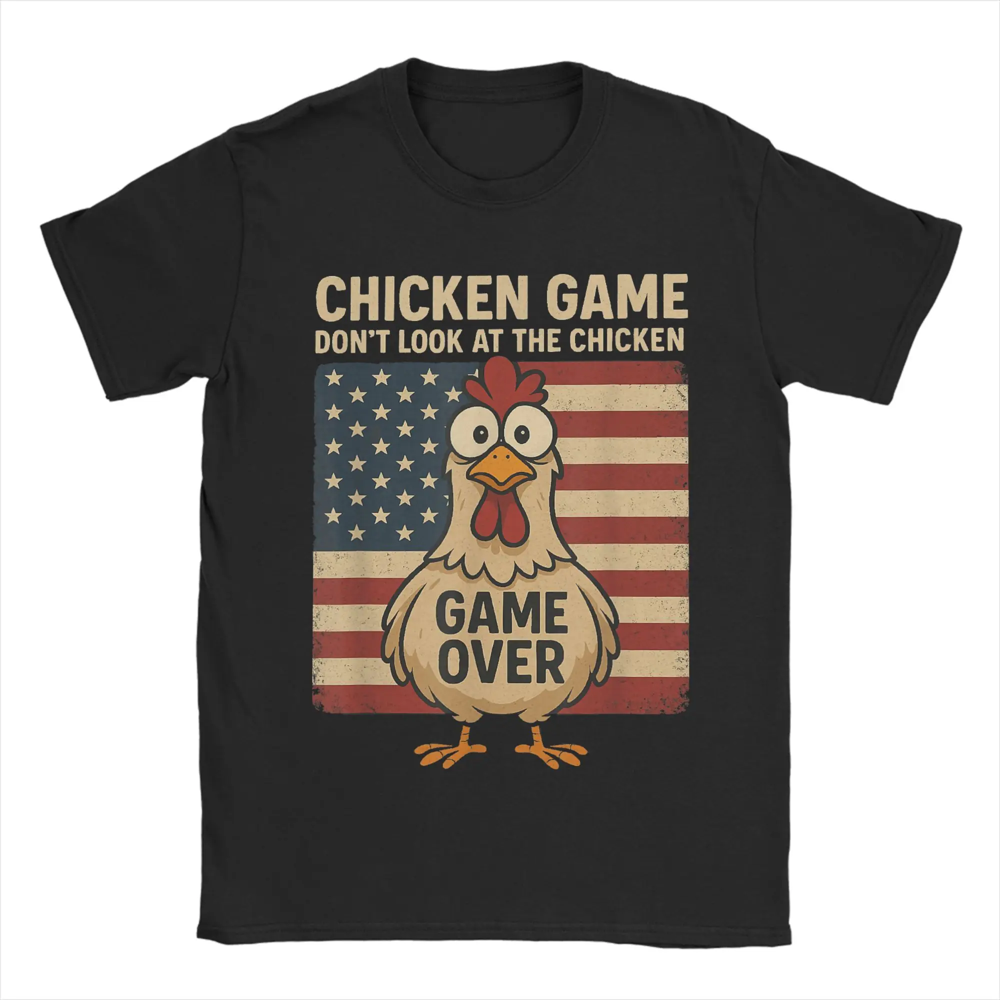 

Мужская футболка Chicken Game Don't Look At The Chicken Game Over, одежда из 100% хлопка, юмористическая футболка с короткими рукавами и круглым вырезом