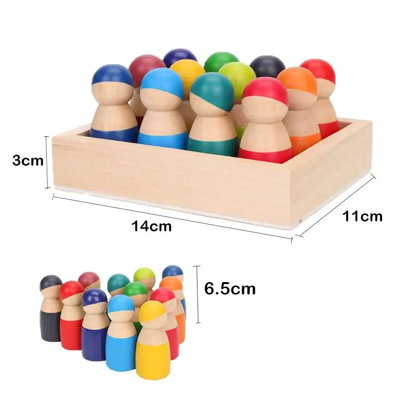 Wooden Rainbow Block Wood Stacking Toys Grimms Rainbow Building Blocks Balls Montessori Eductaional Toy Kids Rainbow Stacker