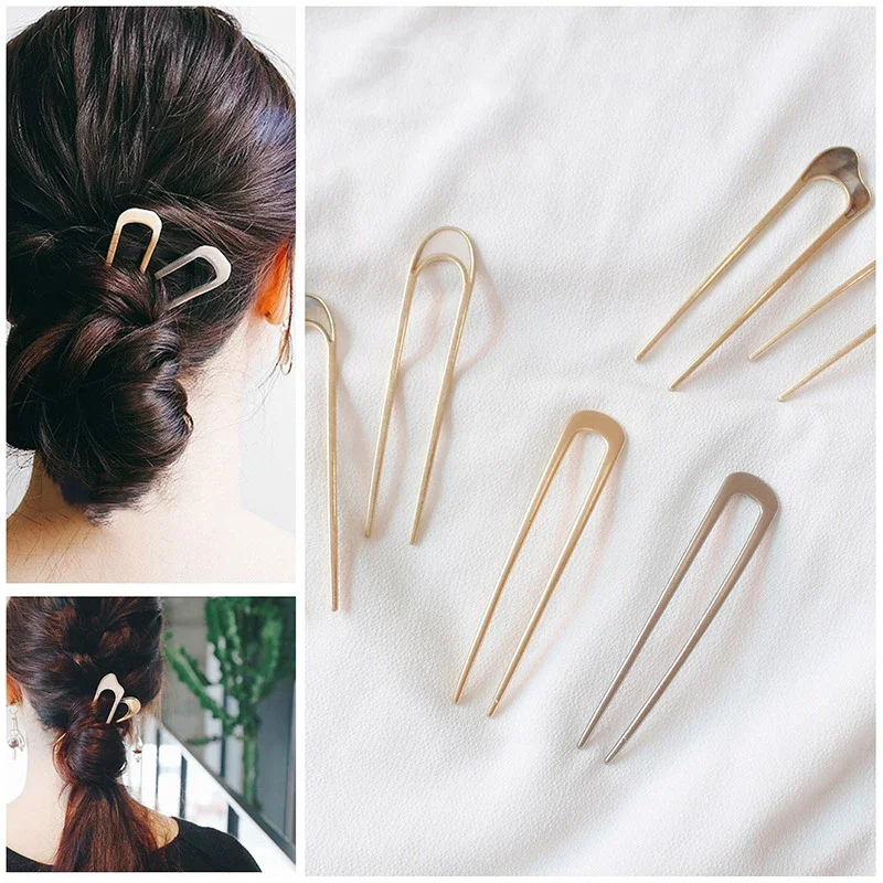 Giappone bastoncini per capelli donna fermaglio per capelli semplicità metallo colorato a forma di U forcine per capelli bastoncini per capelli accessori per capelli