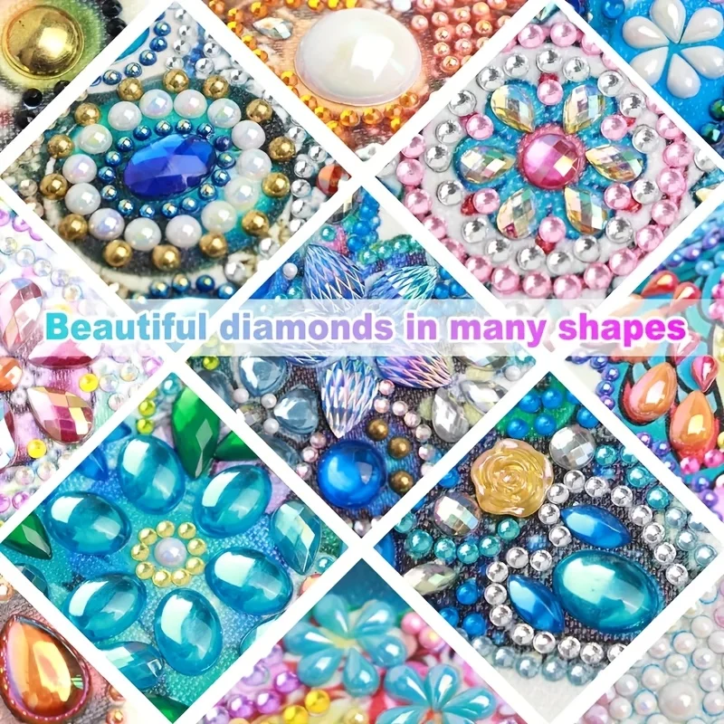 6-piece DIY Diamond Painting Birthday Card Set, featuring unique flower, butterfly, and pattern designs, with rhinestone diamond view 6
