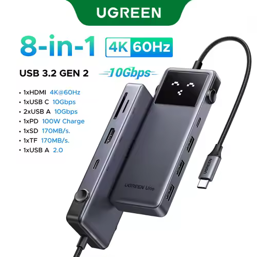 UGREEN Uno USB C HUB 6-in-1 4K60Hz PD100W 10Gbps USB3.2 Splitter Adapter for Laptop Macbook Pro Air USB Expander Docking Station - Image 11