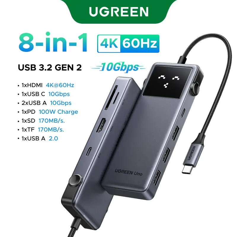 UGREEN Uno USB C HUB 6-in-1 4K60Hz PD100W 10Gbps USB3.2 Splitter Adapter for Laptop Macbook Pro Air USB Expander Docking Station - Image 7