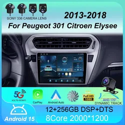 Car Radio Android 15 For Peugeot 301 Citroen Elysee 2013 2014 2015 2016 2017 2018 Multimedia Player Stereo Carplay 2din Audio BT