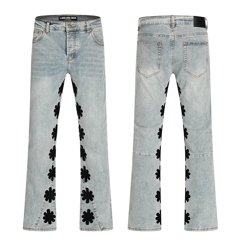

LOSTSHDWS JEANS Классическая вышивка логотипа Американская уличная одежда Высокомодные джинсовые брюки унисекс