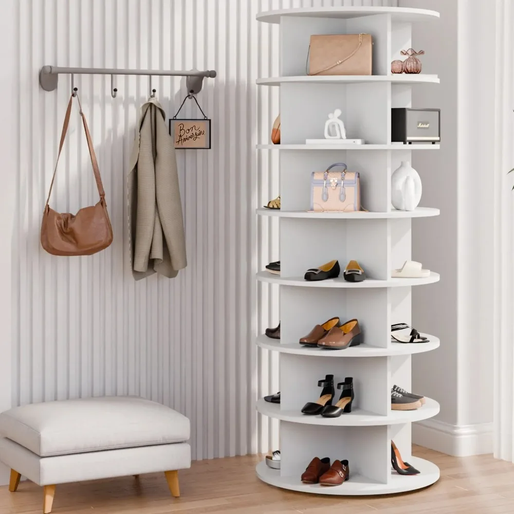 

7 Tier Rotating Shoe Rack Tower, 360° Spinning Shoe Display, Easy To Wipe Clean,Free Standing Shoe Organizer