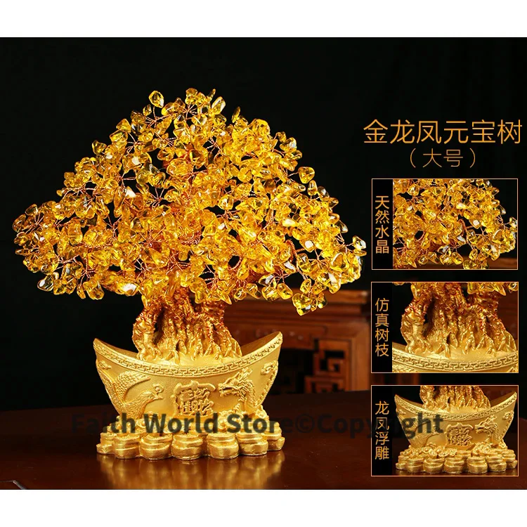 

Bring wealth Dragon Phoenix Good Luck Home Shop Company Money Drawing gold crystal Pachira money Tree FENG SHUI talisman