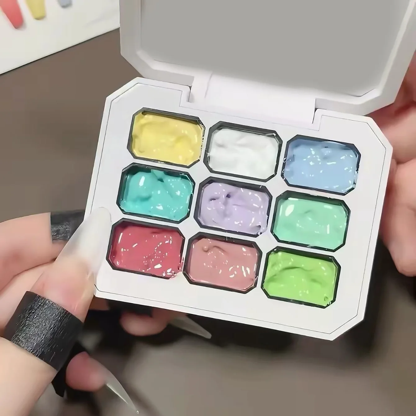 18-Fächer Bogen-Farbpalette Stempel-Gel 2026 Neuerscheinung, Hochsättigungs-Farbe Abwaschfreier Transfer-Malstift Farbverlauf-Gel-Lack – Detail 6