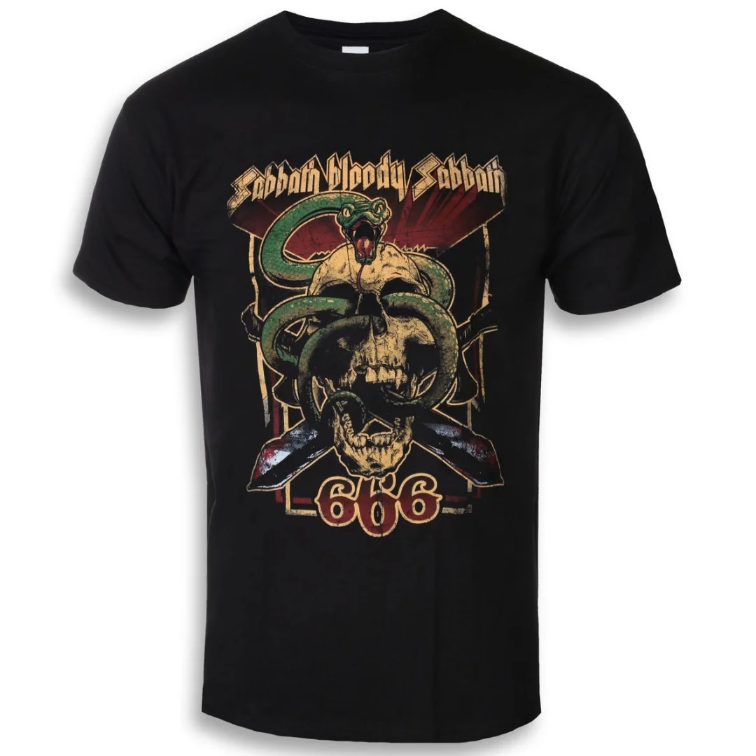 Black Sabbath - Bloody Sabbath 666 Classic Metal Band Print T-shirt Street Hip-hop Style Cotton T-shirt for Men and Women
