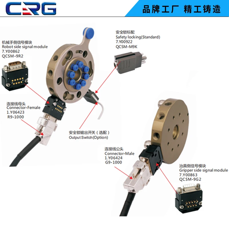 

Robot quick change device round robot arm manual quick changer loading capacity CRG QC150 35KG