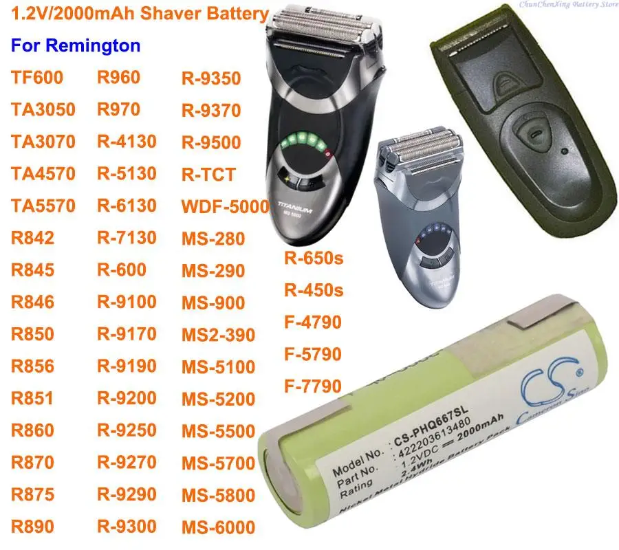 

Аккумулятор 2000 мАч для Remington MS2-390, MS-280, MS-290, MS-5100, MS-5200, MS-5500, MS-5700, MS-5800, MS-6000, MS-900, R-4130