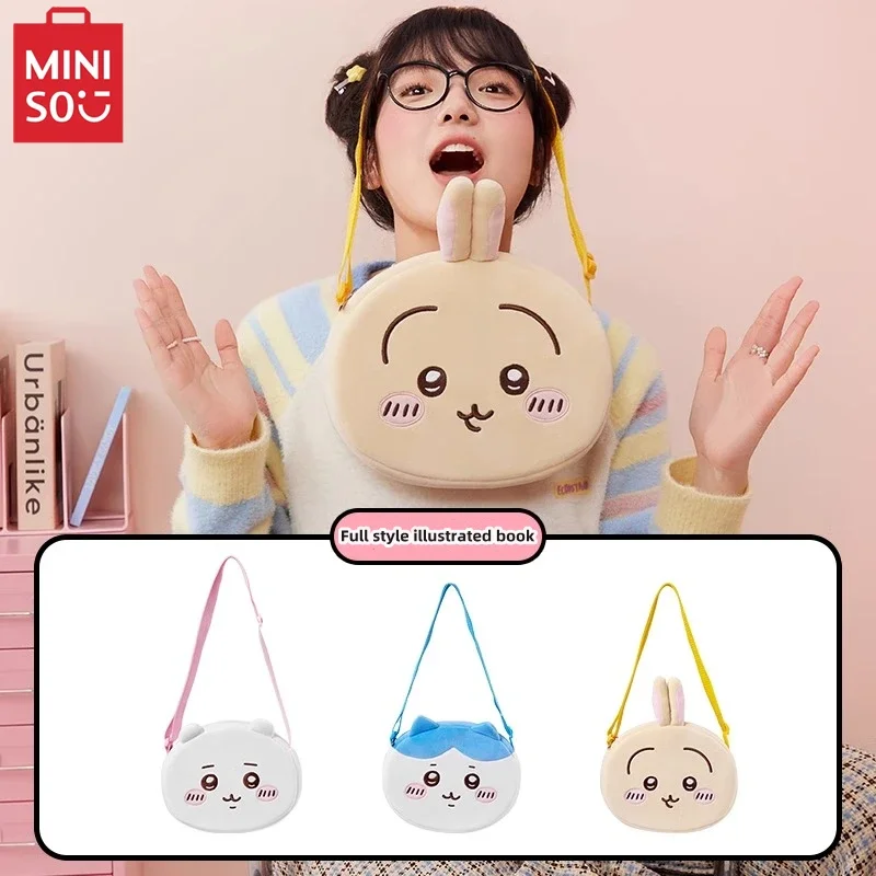 MINISO Chiikawa Series Plush Crossbody Bag Cute Hachiware Usagi Mobile Phone Coin Handbag Children's Toys Anime Birthday Gift