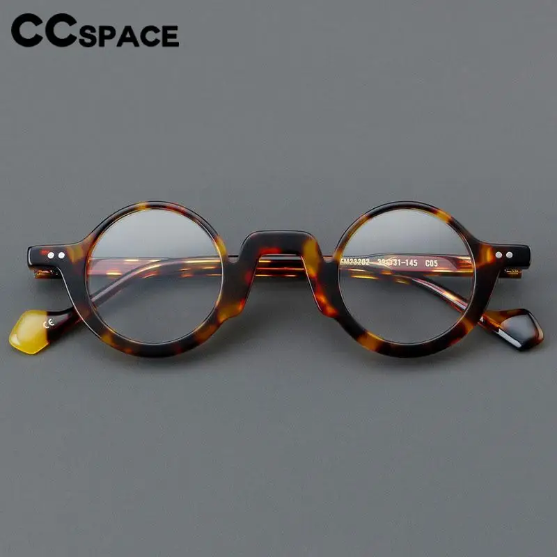 R57447 Casual Round Acetate Glasses Frame Women Retro Rivet Optical Presbyopia Eyeglasses Men Customizable Prescription Eyeglass