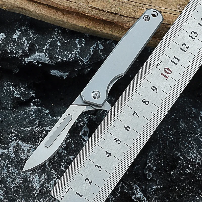 Fast Open Stainless Steel Scalpel EDC Mini Folding Knife With 10pcs NO.24 Replaceable Blade engrave carving utility Tools