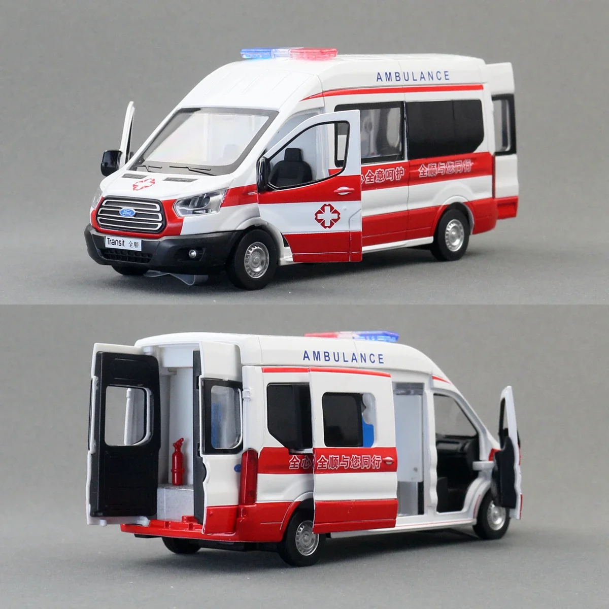 

Transit Ambulance Toys Car For Children Diecast Model Vehicle Miniature Pull Back Sound & Light Collection Gift Boy Kid