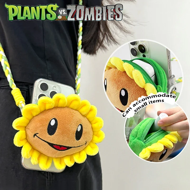 Plants Vs Zombies 2, Sonnenblumen-Plüsch-Handy-Rückenhalter, Plüschpuppe, Spielzeugfiguren, weiche Sonnenblumen-Geldbörse, Weihnachtsgeschenke für Kinder