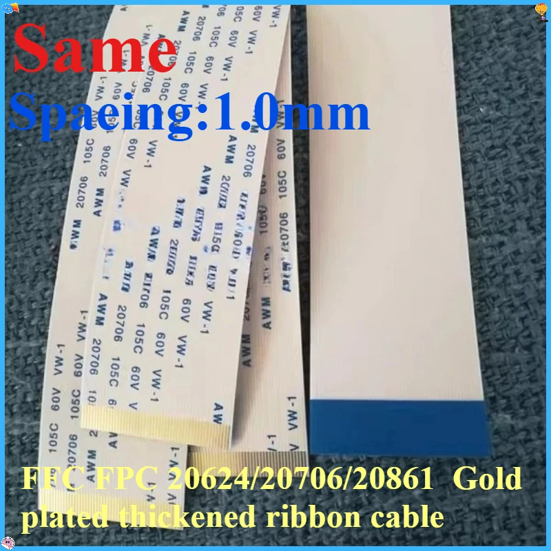 

5PCS Gold-Plated Flat Flexible Ribbon Cable FFC FPC 1.0mm Spacing 4P 31P 35P Options for Electronics - Same Direction Cables