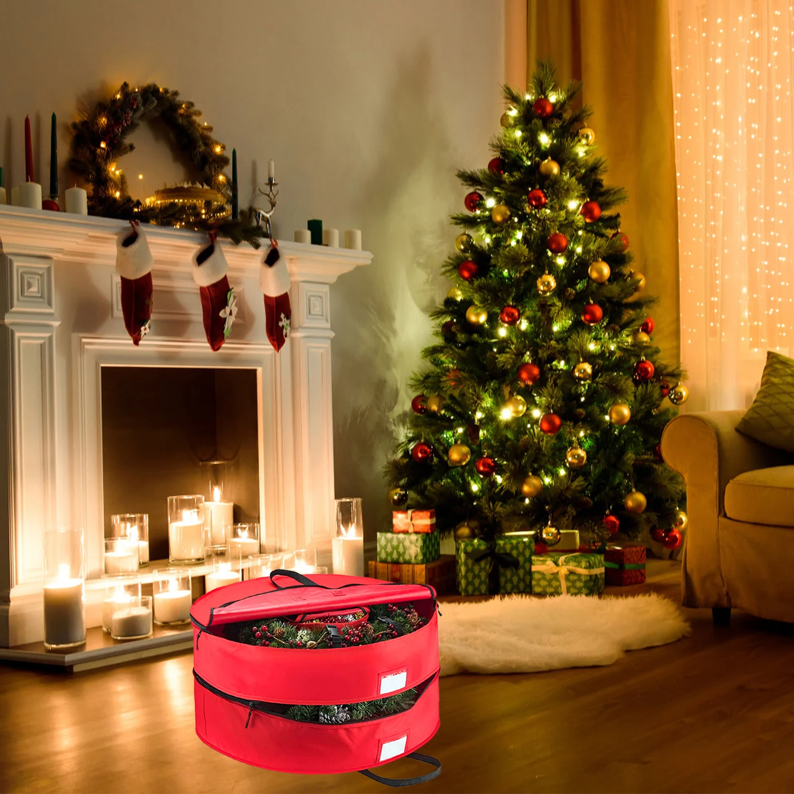 

Christmas Wreath Storage Bag Wreaths Organizer and Garland Holiday 600d Oxford Cloth Holder