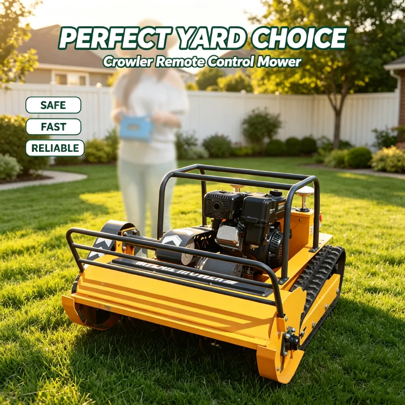Hybrid Power Crawler Remote Control Lawn Mower Tracked Robot Mower Long Working Time For Farm