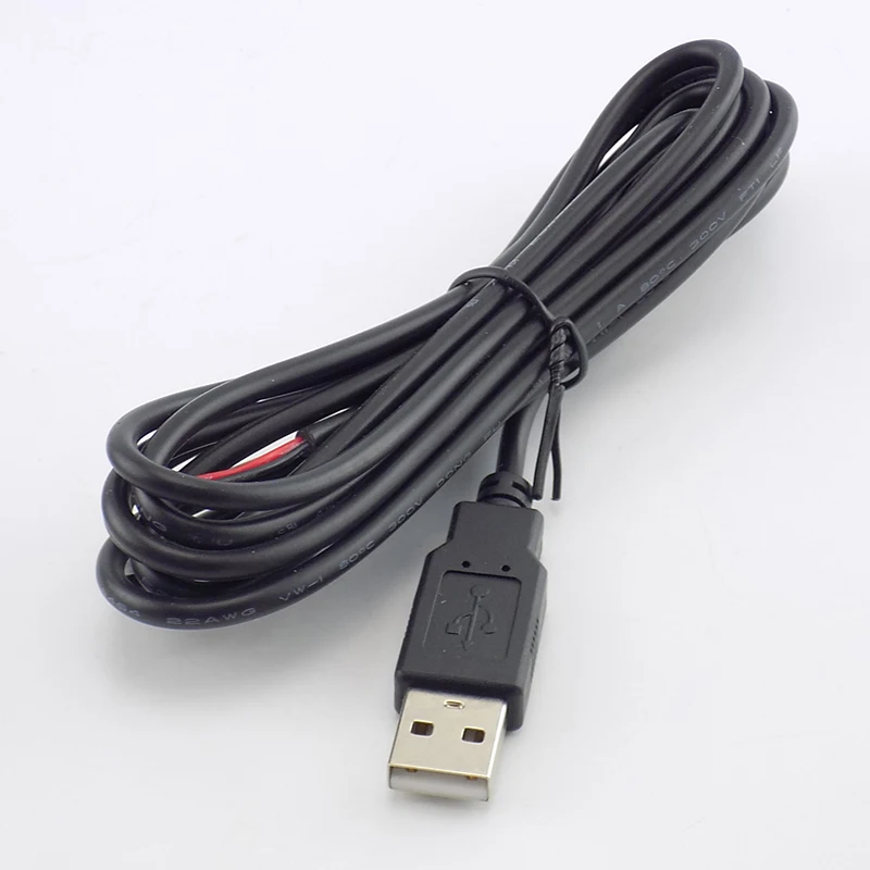 0.3/1/2M DC 5V USB 2.0 Type A Male 2 Pin Cable Power Supply Adapter Charge For Smart Devices DIY Connector Wire C3