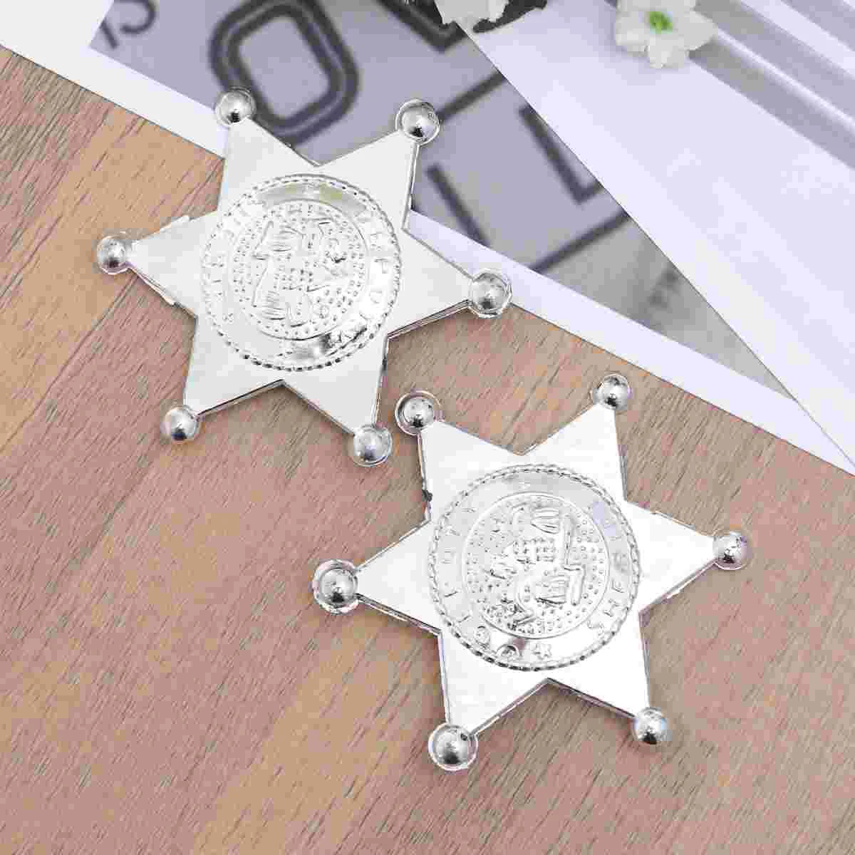 12pcs Plastic Deputy Sheriff Hexagonal Star Badges Personalized Officer Name Tags Brooch for Law Enforcement Officer Costume