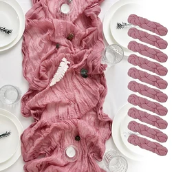 6/10/20pcs Pink Cheesecloth Table Runner Boho Wedding Gauze Tablecloth Rustic Dining Table Reception Bridal Party Decoration