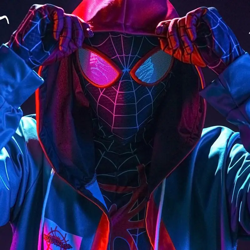 Disfraz de Cosplay de Spiderman Miles Morales, estampado 3D en el verso, mono Zentai de Halloween para adultos y niños