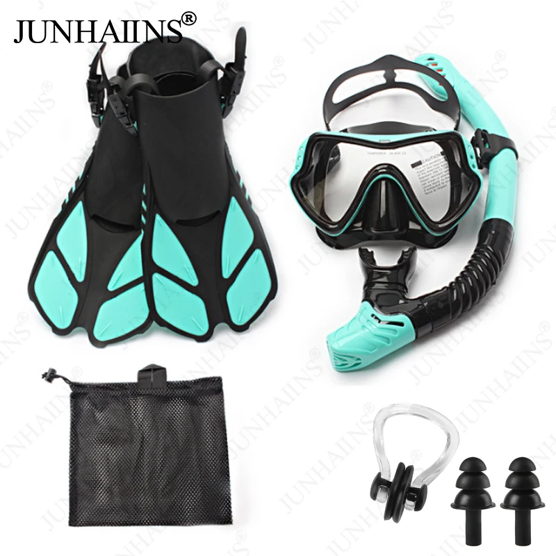 3PCS Set Diving Equipment Diving Mask Breathing Tube Adjustment Diving Fins Anti Fog Snorkeling Set For Water Sports