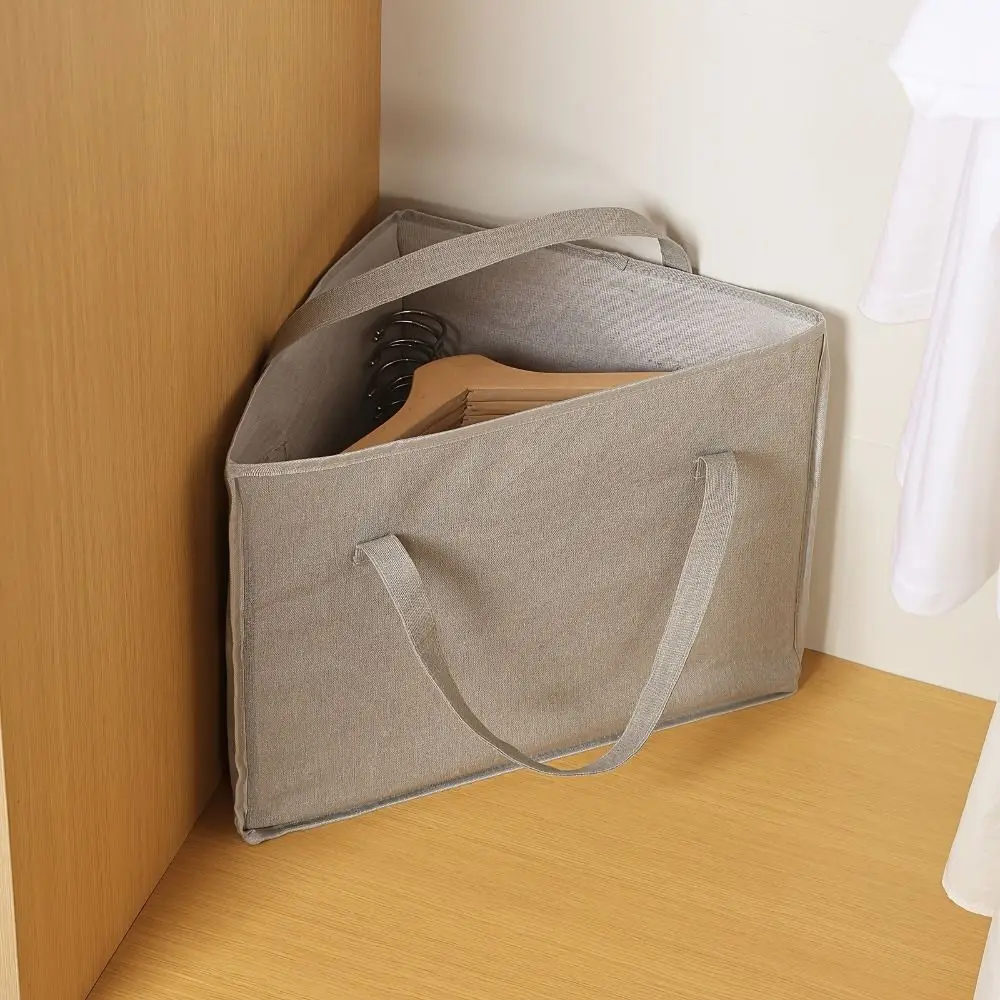 حقيبة تخزين شماعات مثلثة ذات سعة كبيرة، منظم خزانة ملابس قابل للطي وجيد التهوية، موفر للمساحة مع حقيبة تخزين ألعاب بمقبض #3