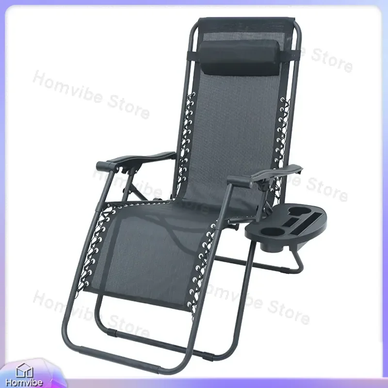 Outdoor Folding Recliner Beach Chair Portable Zero Gravity Lounge for Patio Balcony Office Nap Adjustable Sunbed Camping