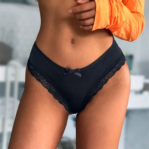 Imagen 2 del producto Bragas cruzadas huecas para mujer, ropa interior Sexy, encaje bordado, tiro bajo, tentación, Tanga transpirable, ropa íntima para mujer