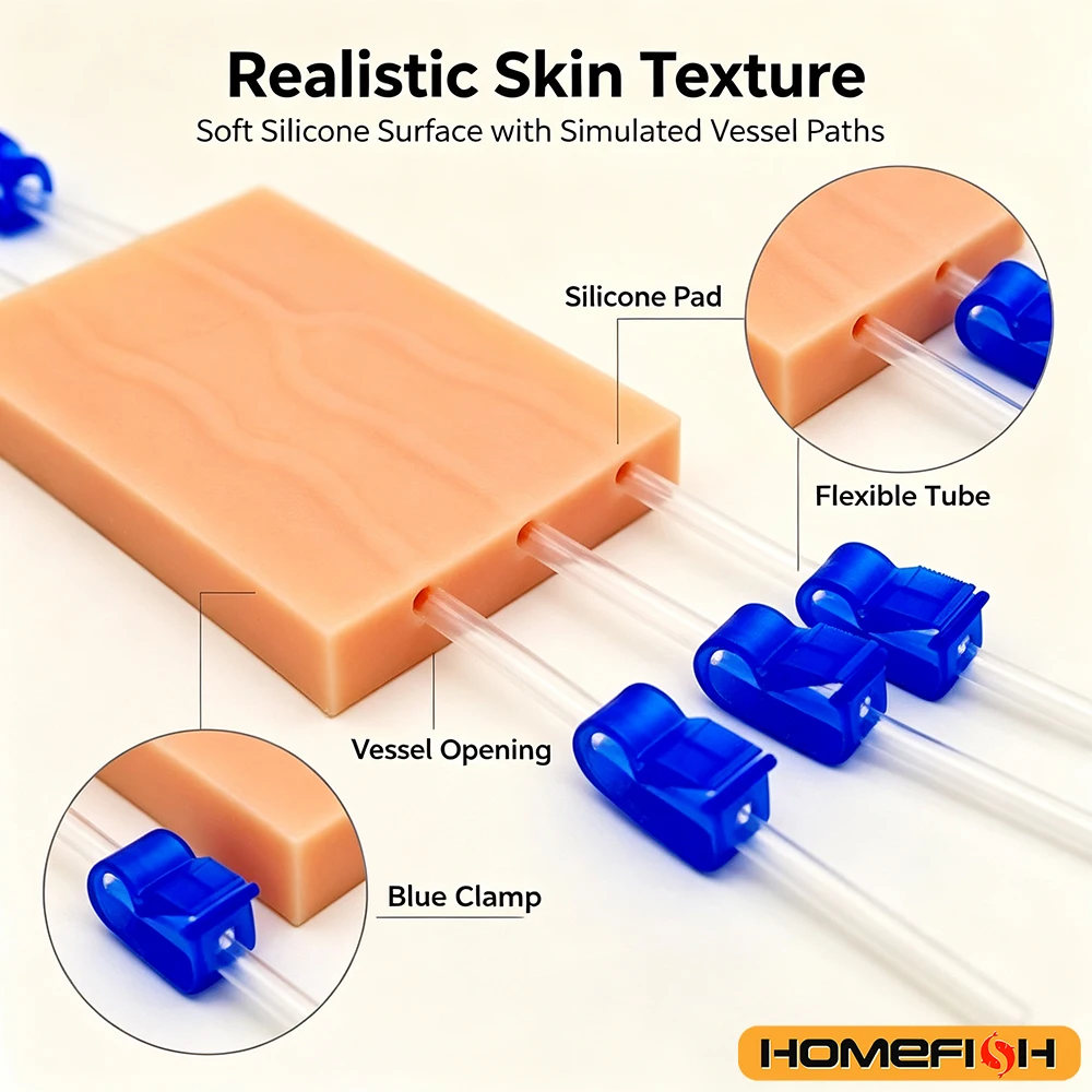 Venipuncture Injection Practice Pad Simulation Human Skin Tear Resistant Portable For Students Nurses Suture Training Model