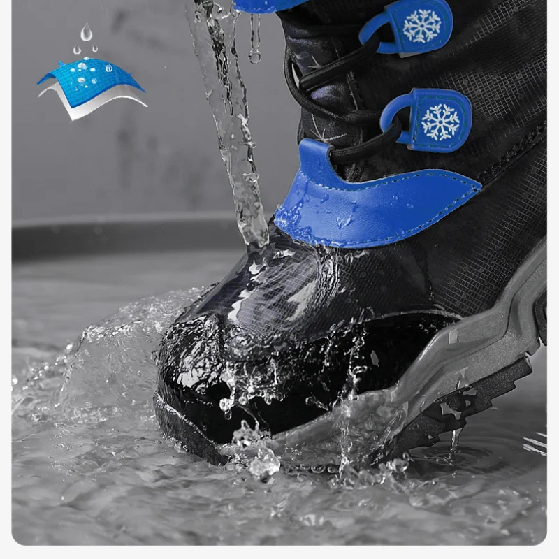 Bota Platform Kid Snow Boot 2024 Winter New Casual Boy Cotton Shoes Plush Keep Warm Girl Outdoor Waterproof Non-slip Snow Boots