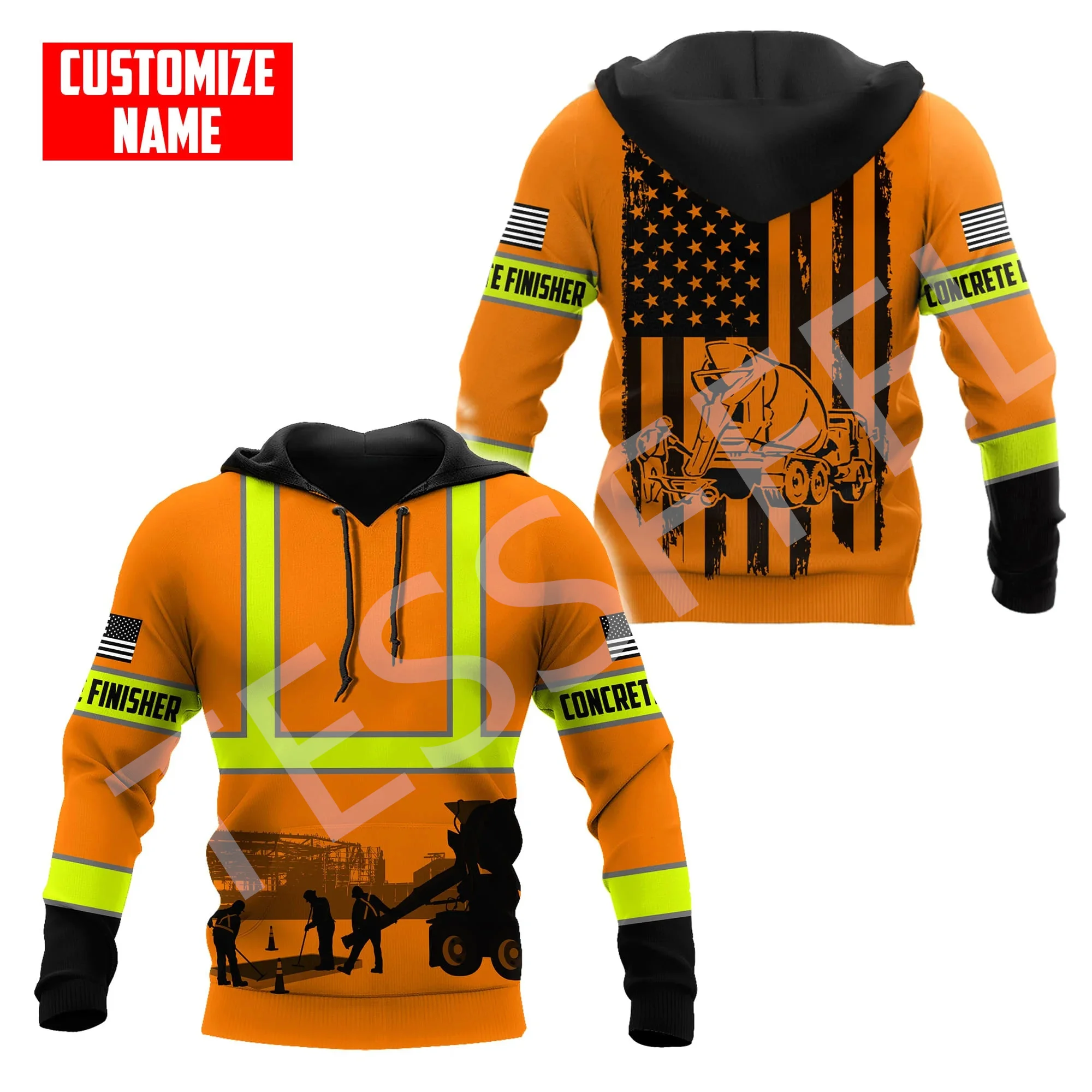 

Newest Custom Name Cosplay Concrete Finisher Cutter Trucker Worker Tattoo Retro 3DPrint Harajuku Casual Funny Jacket Hoodies X30