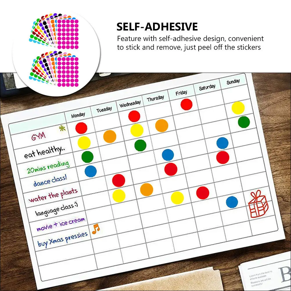420Pcs Color Coding Labels Removable Round Dot Stickers Writable Surface for Inventory Labeling Home Office Use