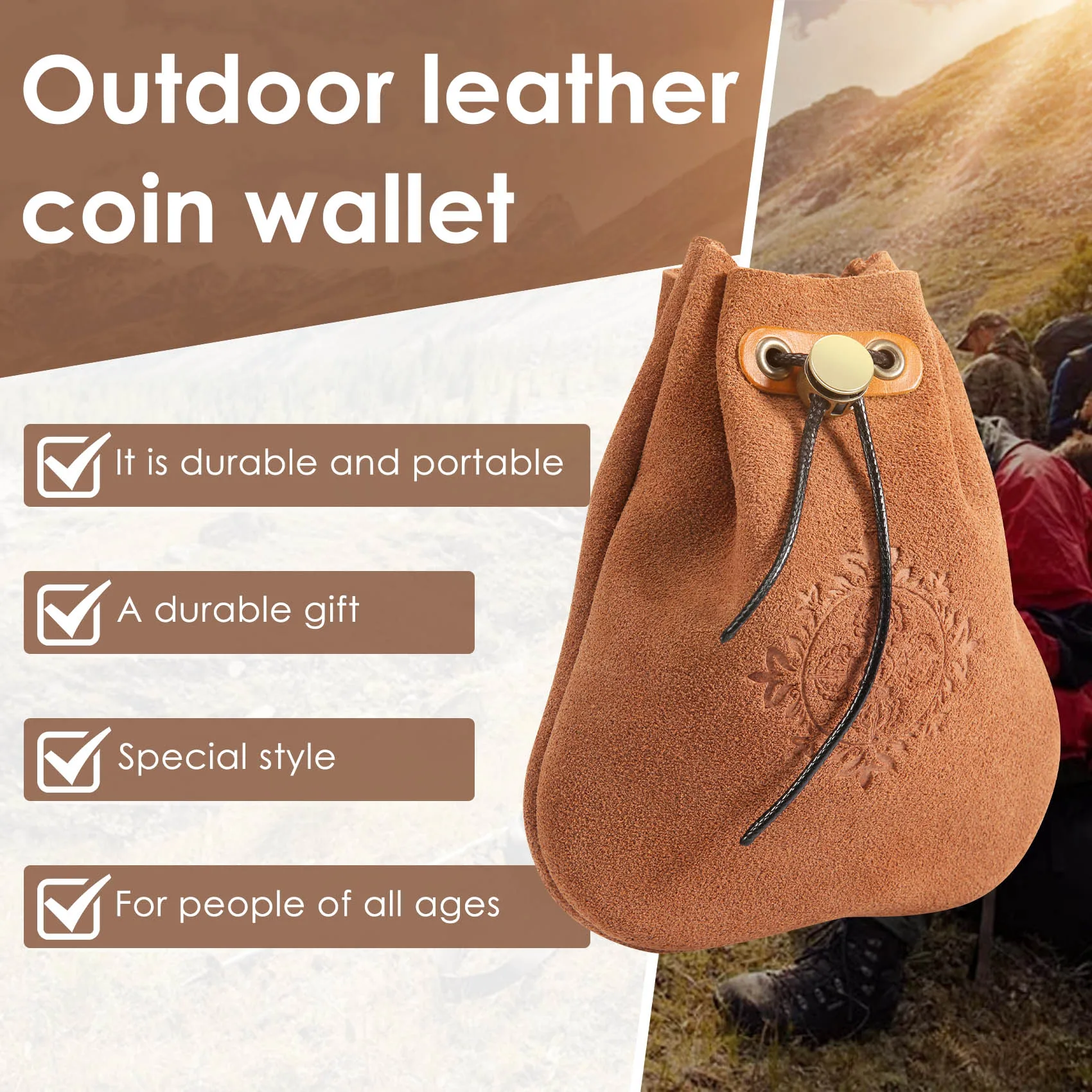 ABQR – porte-monnaie en cuir pour l'extérieur, bon marché, pochette à cordon, sacs d'emballage de bijoux en calebasse