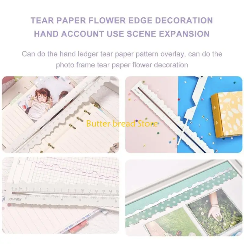 W89C Metal Craft Ruler Wavy Line Jagged Irregular Edges 12Inch Measuring Drawing Tool