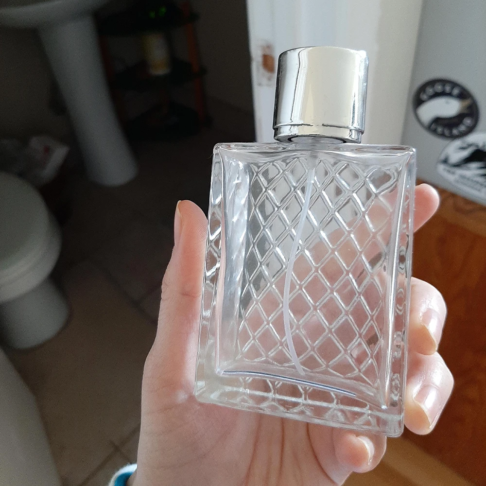 Botella vacía de Perfume para mujer, espray de vidrio de 100ml, atomizador de niebla fina de aceite, rellenable, contenedor de cosméticos, herramientas de maquillaje