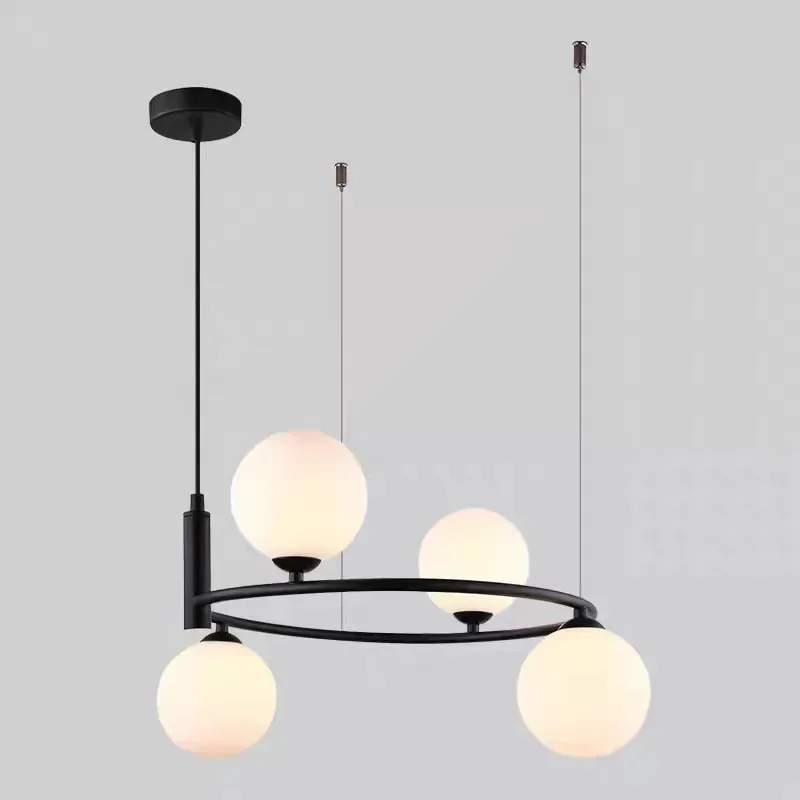 

Modern Milk White Ball Glass Led Chandelier For Living Room kitche tabRestaurant Bedroom Pendant Lights House Decor Lamp Fixture