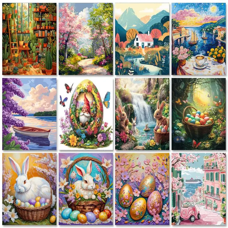 

RUOPOTY Painting By Numbers With Diy Frame Kits City Street Landscape Picture On Numbers Handiwork For Home Wall Diy Crafts
