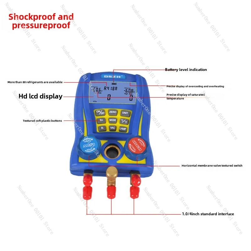 WK-6889 digital display valve, high/low pressure, temperature measurement, pressure measurement high definition LCD